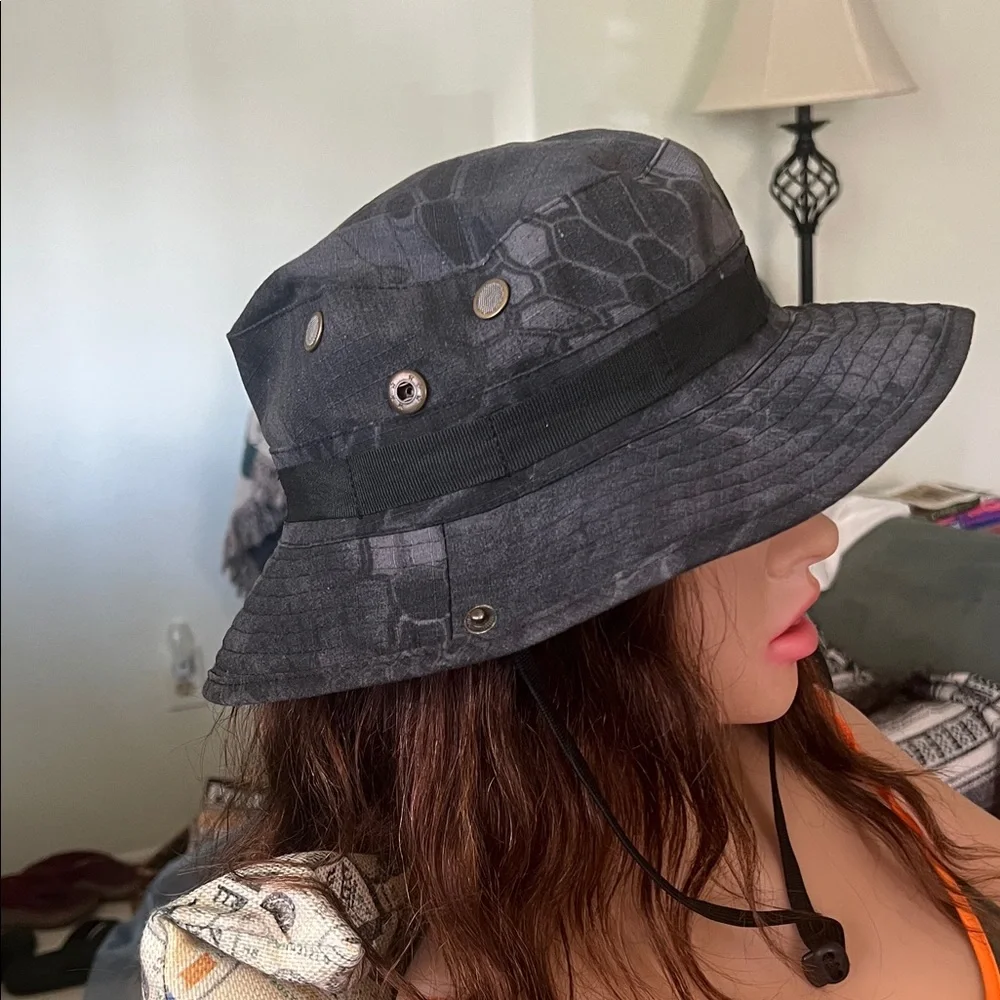 # 0857+ Black Patterned Women's Bucket Hat